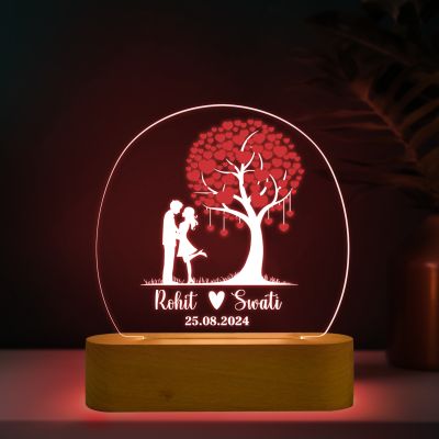 Personalized Couple Name Led Night Lamp with Automatic Color Changing Light Gift for Wife, Girlfriend, Husband, Boyfriend Anniversary Gift Valentine Day Gift Couple Lamp